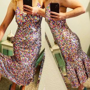 Rainbow 1920s 1990s flapper style sequin dress